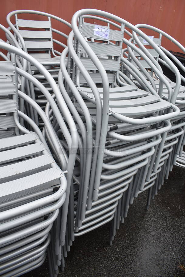 24 BRAND NEW SCRATCH AND DENT! Gray Metal Outdoor Patio Chairs w/ Arm Rests. 24 Times Your Bid! - Image 2 of 4
