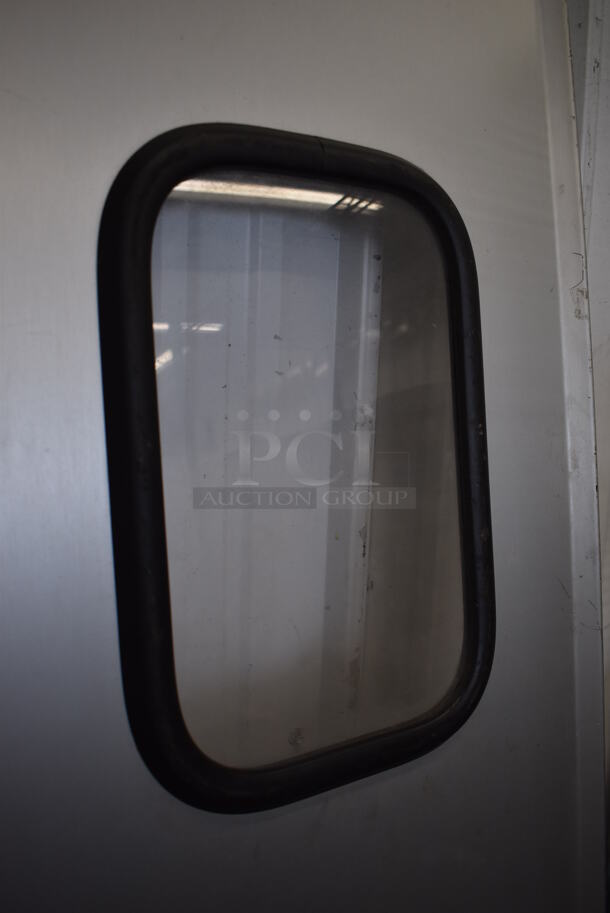 Eliason Metal Swinging Kitchen Door w/ View Through Window. 39.5x2x79 - Image 3 of 4