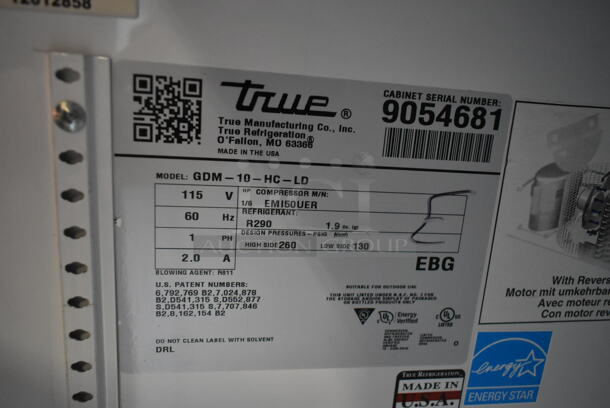 2017 True GDM-10-HC-LD ENERGY STAR Metal Commercial Single Door Reach In Cooler Merchandiser. 115 Volts, 1 Phase. Tested and Working! - Image 3 of 3