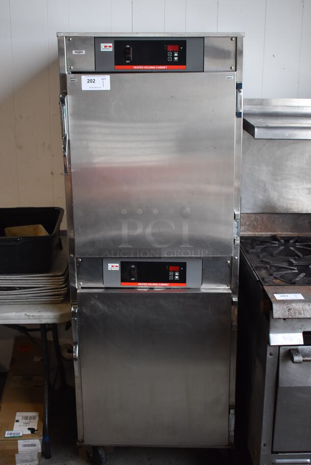 Carter Hoffmann Stainless Steel Commercial 2 Half Size Reach In Heated Holding Cabinet on Commercial Casters. 26.5x33x72. Tested and Working! - Image 1 of 11