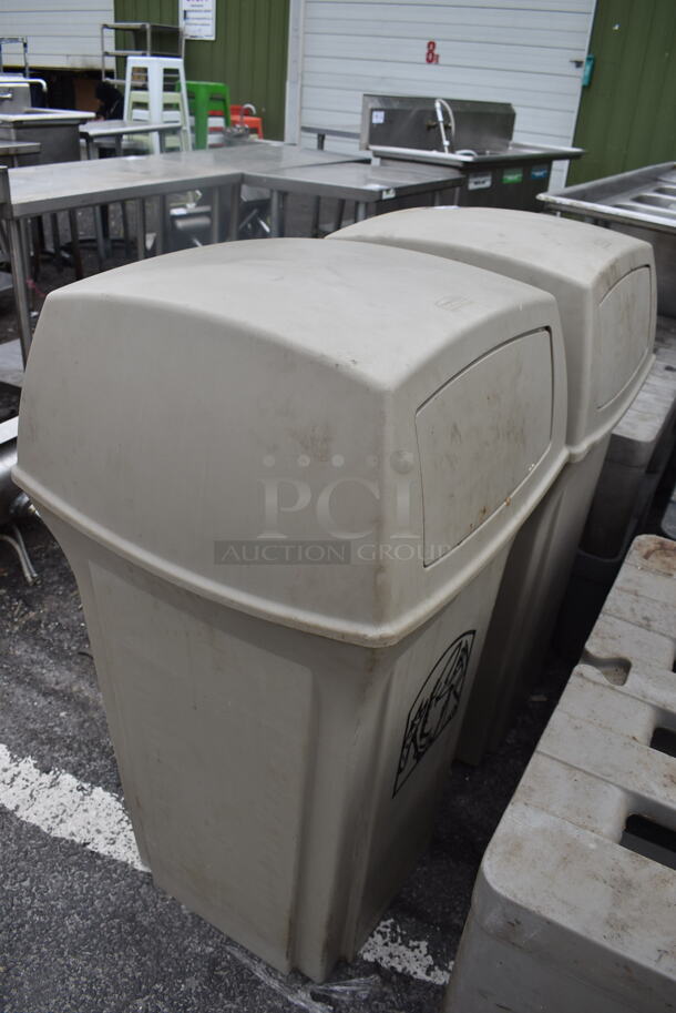 2 Rubbermaid Tan Poly Trash Cans. 21x21x40. 2 Times Your Bid! - Image 3 of 4