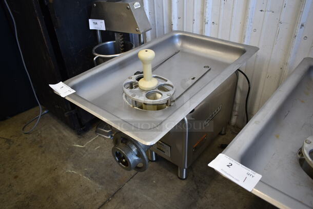 LATE MODEL! Hobart 4822 Stainless Steel Commercial Countertop Meat Grinder w/ Tray and Pusher. 120 Volts, 1 Phase. Tested and Working!