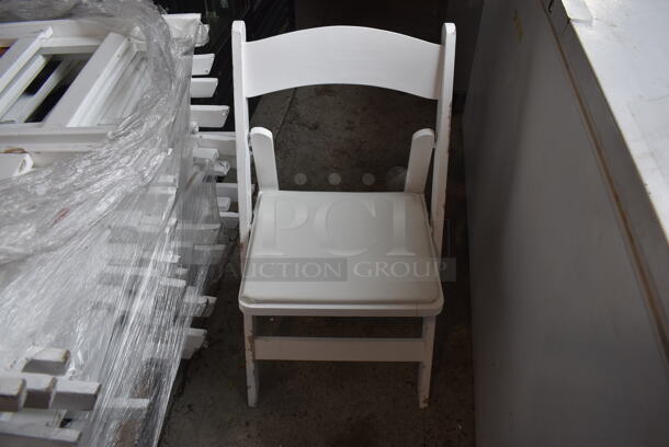 36 White Wooden Folding Dining Height Chairs. 36 Times Your Bid!
