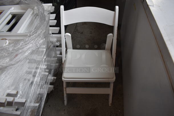 36 White Wooden Folding Dining Height Chairs. 36 Times Your Bid! - Image 1 of 6
