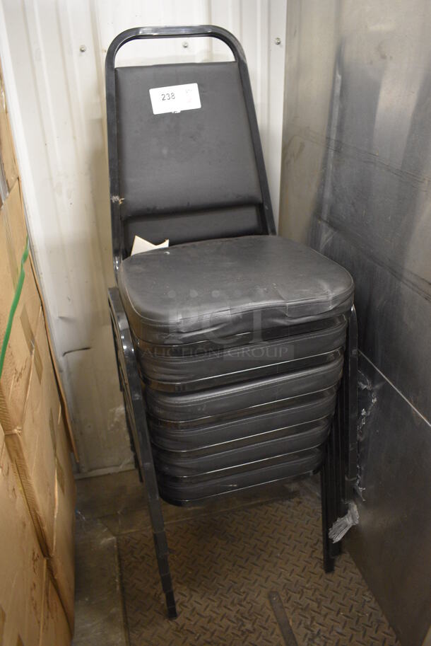 6 Black Metal Stackable Banquet Dining Chairs. 18x20x34. 6 Times Your Bid! - Image 2 of 3