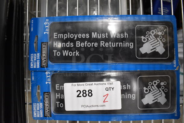 2 BRAND NEW! Employees Must Wash Hands Before Returning To Work Signs. 9x3. 2 Times Your Bid!
