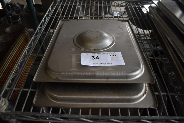 2 Stainless Steel Half Size Drop In Bin Lids. 2 Times Your Bid!