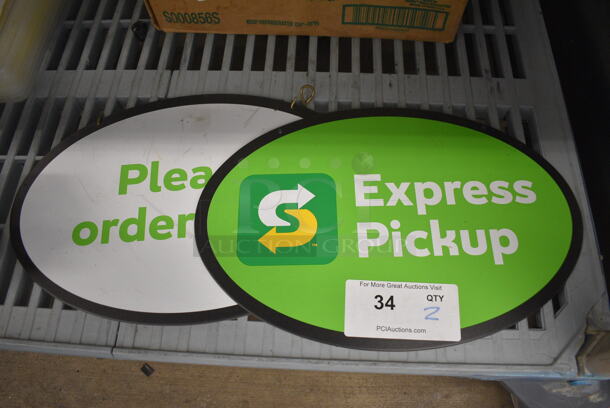 2 Oval Signs; Express Pickup and Please Order Here. 15x10. 2 Times Your Bid!