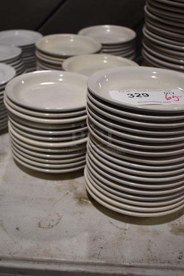 65 White Ceramic Plates. 6.5x6.5x1. 65 Times Your Bid! - Image 2 of 4