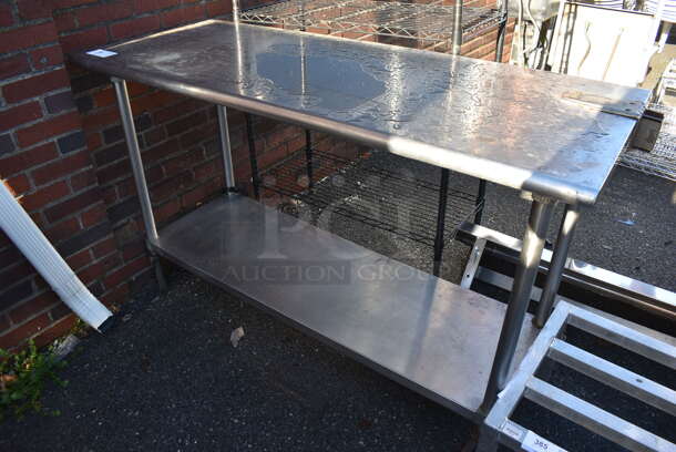 Stainless Steel Table w/ Commercial Can Opener Mount and Under Shelf on Commercial Casters. 60x24x36