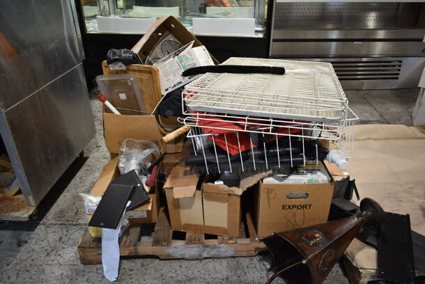 ALL ONE MONEY! 2 PALLET LOT of Various Items Including Hoppers, Racks and Umbrella Stand. - Image 4 of 9