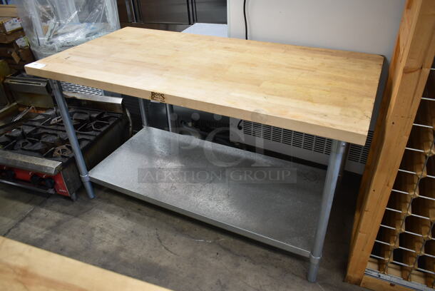 John Boos Butcher Block Table w/ Metal Under Shelf. - Image 1 of 5
