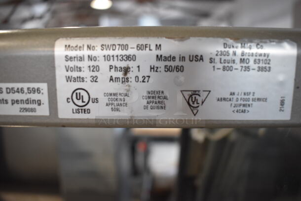 Duke SWD700-60FL M Metal Commercial Subway Sandwich Make Line w/ Lowering Sneeze Guard. 120 Volts, 1 Phase. - Image 4 of 5