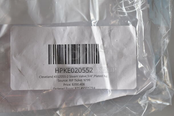 2 BRAND NEW SCRATCH AND DENT! Items; HPSE50013 Cleveland SE50013 Retainer; Td3 Valve Waukesha, HPKE020552 Cleveland KE02055-2 Steam Valve;3/4",Plated Nut. 2 Times Your Bid! - Image 4 of 4
