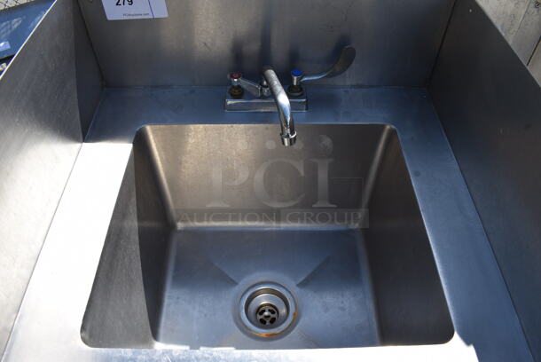Stainless Steel Commercial Single Bay Sink w/ Faucet, Handles and Side Splash Guards. 24x23x44 - Image 3 of 4