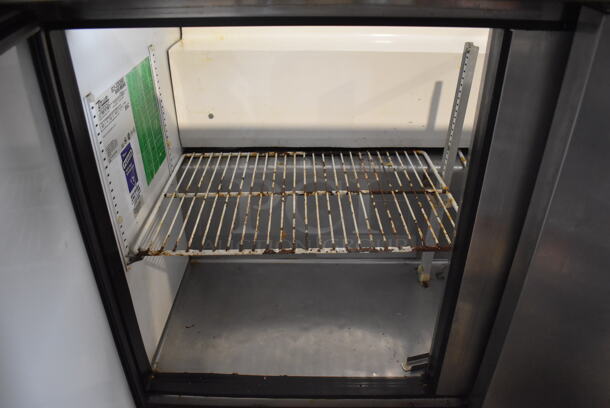 True TSSU-72-30M-B Stainless Steel Commercial Sandwich Salad Prep Table Bain Marie Mega Top w/ Over Shelf on Commercial Casters. 115 Volts, 1 Phase. 72x34x59. Tested and Working! - Image 6 of 9