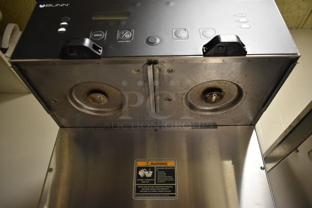 2012 Bunn DUAL GPR DBC Stainless Steel Commercial Countertop Double Coffee Machine w/ Hot Water Dispenser, 2 Metal Coffee Satellites and 2 Metal Brew Baskets. 120/208-240 Volts, 1 Phase. Tested and Working! (ice room) - Image 8 of 8
