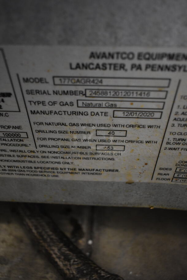 2020 Avantco 177CAGR424 Stainless Steel Commercial Countertop Natural Gas Powered 4 Burner Range.  - Image 7 of 7