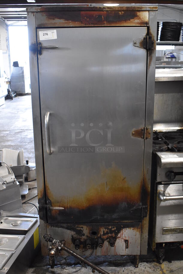 Stainless Steel Commercial Natural Gas Powered Vertical Chinese Smoker. 