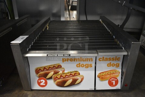 2019 Star Model 45STBDE Stainless Steel Commercial Countertop Hot Dog Roller Grill w/ Bun Storage Bin. 120 Volts, 1 Phase. 24x28.5x12. Tested and Working!
