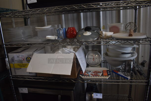 2 Tier Lot including Utensils, Lids, Strainers, Masher, Scale, Bags and More!
