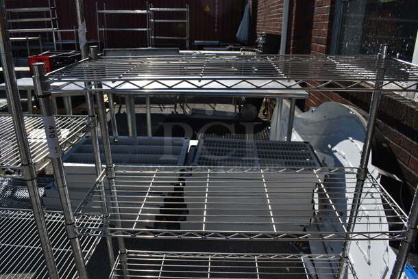 Chrome Finish 4 Tier Shelving Unit. BUYER MUST DISMANTLE. PCI CANNOT DISMANTLE FOR SHIPPING. PLEASE CONSIDER FREIGHT CHARGES. 36x14x53 - Image 3 of 4