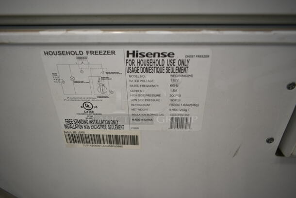 Hisense WFC050M6XWD Metal Chest Freezer w/ Hinge Lid. 115 Volts, 1 Phase. Tested and Working! - Image 3 of 3