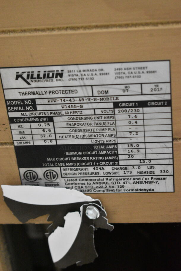 Killion PFW-74-43-48-V-N-MOBILE Metal Commercial Grab N Go Open Merchandiser on Commercial Casters. 208/230 Volts.  - Image 5 of 5