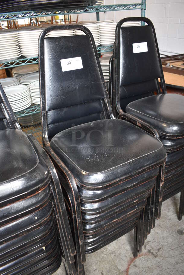 8 Black Metal Stackable Banquet Chairs w/ Black Cushions. 18x20x34. 8 Times Your Bid! - Image 3 of 5