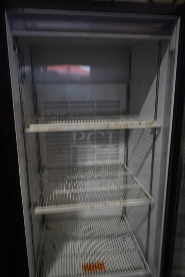 Frigoglass MC300-V2L Metal Commercial Single Door Reach In Cooler Merchandiser w/ Poly Coated Racks on Commercial Casters. 115 Volts, 1 Phase.  Tested and Working! - Image 2 of 4