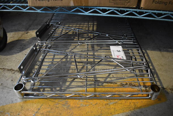 Chrome Finish Metro Style Shelf w/ 2 Wall Mount Brackets. 18x30x1.5, 3x16x8 - Image 1 of 4