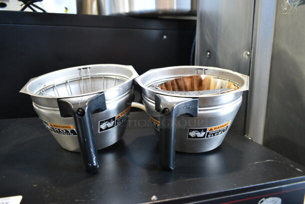 Bunn DUAL TF DBC Stainless Steel Commercial Countertop Double Coffee Machine w/ Hot Water Dispenser and 2 Metal Brew Baskets. 120/208-240 Volts, 1 Phase.  - Image 6 of 7
