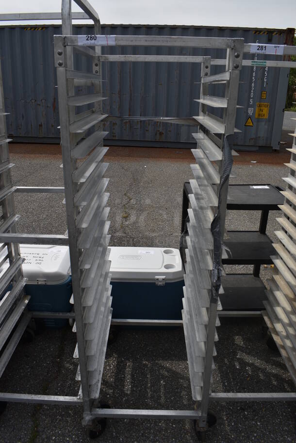 Metal Commercial Pan Transport Rack on Commercial Casters. 20.5x26x63