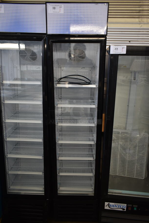 BRAND NEW SCRATCH AND DENT! Galaxy 177GDN5RBB Metal Commercial Single Door Reach In Cooler Merchandiser w/ Poly Coated Racks. 110-120 Volts, 1 Phase. Cannot Test Due To Missing Power Cord
 - Image 2 of 5