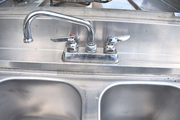 Stainless Steel 4 Bay Sink w/ Dual Drain Boards, 2 Faucet and 2 Handle Sets. Bay 10x15 - Image 5 of 9