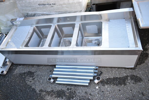 BRAND NEW SCRATCH AND DENT! Regency 600B31014213 Stainless Steel 3 Bowl Underbar Sink with Two Drainboards. Bays 10x10. Drain Boards 11x15 - Image 2 of 9