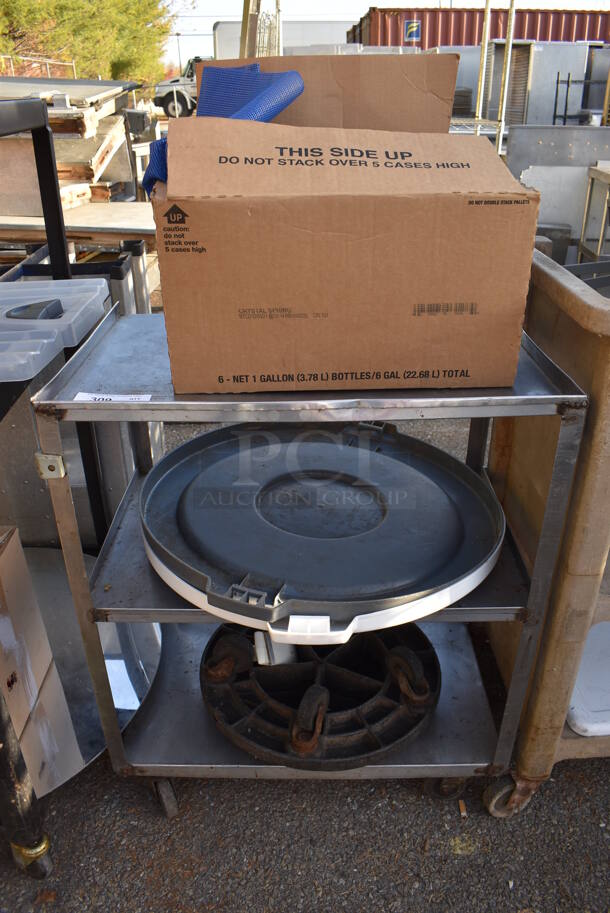 Metal 3 Tier Cart w/ Contents on Commercial Casters. 28x18x33 - Image 1 of 4