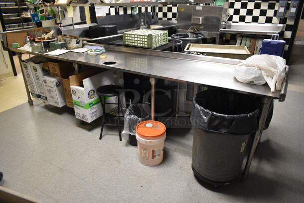 Stainless Steel Commercial Table w/ Back Splash and Under Shelf. (dish room)