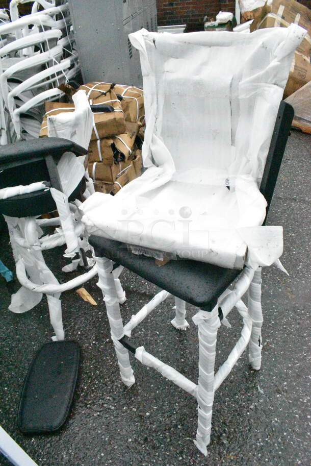 BRAND NEW SCRATCH AND DENT! Lot of Various Chairs Including Gray Bar Height Chair, Metal Chair Frame Pieces, White Folding Chair, Gray Folding Chair, Black Bar Height Chair. - Image 8 of 12