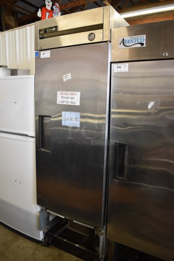 2010 True T-23F ENERGY STAR Stainless Steel Commercial Single Door Reach In Freezer on Commercial Casters. 115 Volts, 1 Phase. 27x30x83.5. Tested and Working!