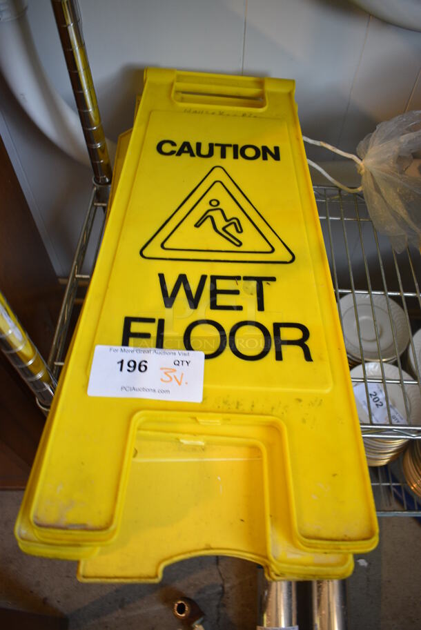 3 Yellow Poly Wet Floor Caution Signs. Includes 11x1x24. 3 Times Your Bid!
