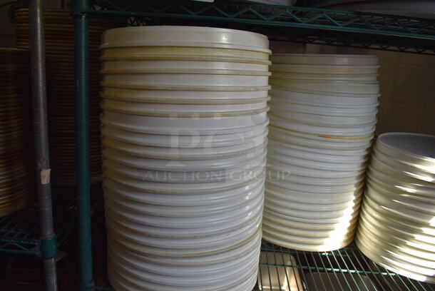 ALL ONE MONEY! Lot of 48 White Poly Trays to Pizza Hut Pizza Making System. 13.5x13.5x1.5