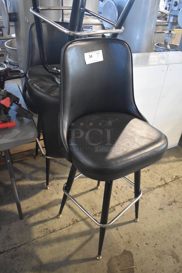 3 Black Bar Height Chairs on Metal Legs. 20x20x46. 3 Times Your Bid! - Image 3 of 3