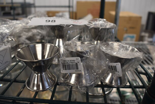 5 Various BRAND NEW! Winco Stainless Steel Shot Measuring Jiggers. Includes 2.25x2.25x2. 5 Times Your Bid! - Image 1 of 3
