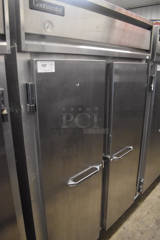 Continental 2F Stainless Steel Commercial 2 Door Reach In Freezer on Commercial Casters. 115 Volts, 1 Phase. 57x34x82. Tested and Working! - Image 2 of 6