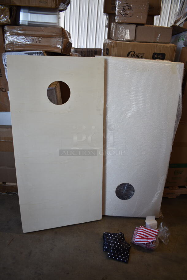 BRAND NEW SCRATCH AND DENT! Backyard Pro Courtyard Series 2' x 4' Plain Wood Cornhole Set - Image 2 of 6