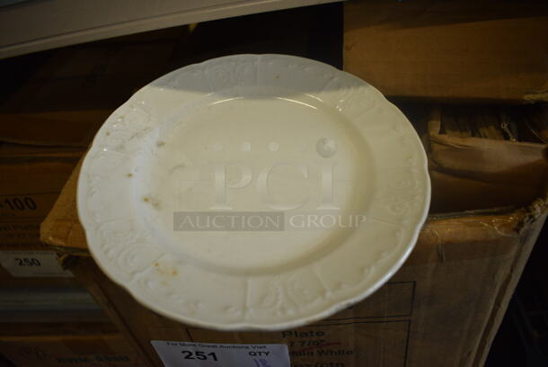 18 BRAND NEW IN BOX! Tuxton CHA-077 White Ceramic Plates. 7.75x7.75x1. 18 Times Your Bid!