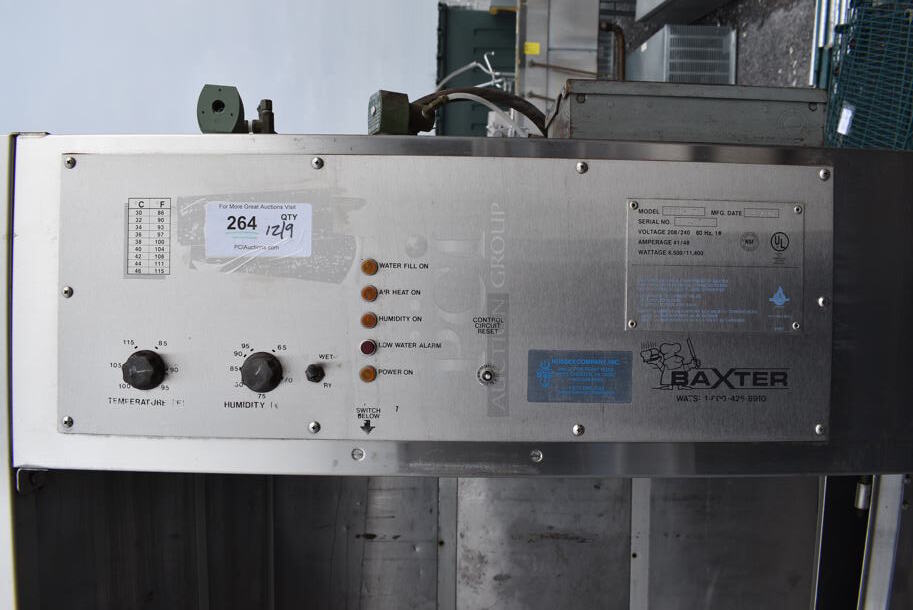 2020 Baxter Model PB200-M70 Stainless Steel Commercial Floor Style 2 Door Roll In Rack Proofer. See Pictures For Damage, Additional Pictures of Unit Before Freight Damage Is Listed. Does Not Come w/ Pan Racks Shown In Pictures. 208/240 Volts, 1 Phase. 72x42x92 - Image 4 of 12