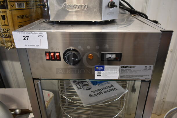 BRAND NEW SCRATCH AND DENT! ServIt 423PDW12D1 Stainless Steel Commercial Countertop Rotating Pizza Warmer Merchandiser. Stock Picture Used as Gallery. 120 Volts, 1 Phase. Tested and Working! - Image 4 of 5