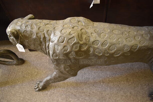 AWESOME! Bronze Painted Jaguar Statue. - Image 5 of 8